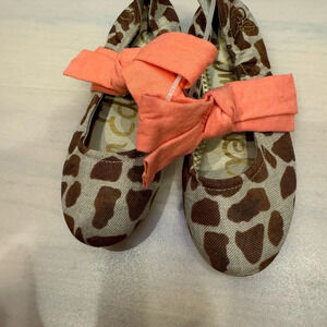 Sam Edelman Kids Leopard Print Ballet Flats with Coral Bow